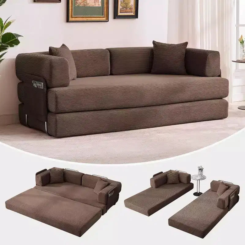 Divano Letto Chaise Lounge Convertibile Blu/Marrone/Grigio/Verde/Rosa, Pieghevole, Posti 1–2