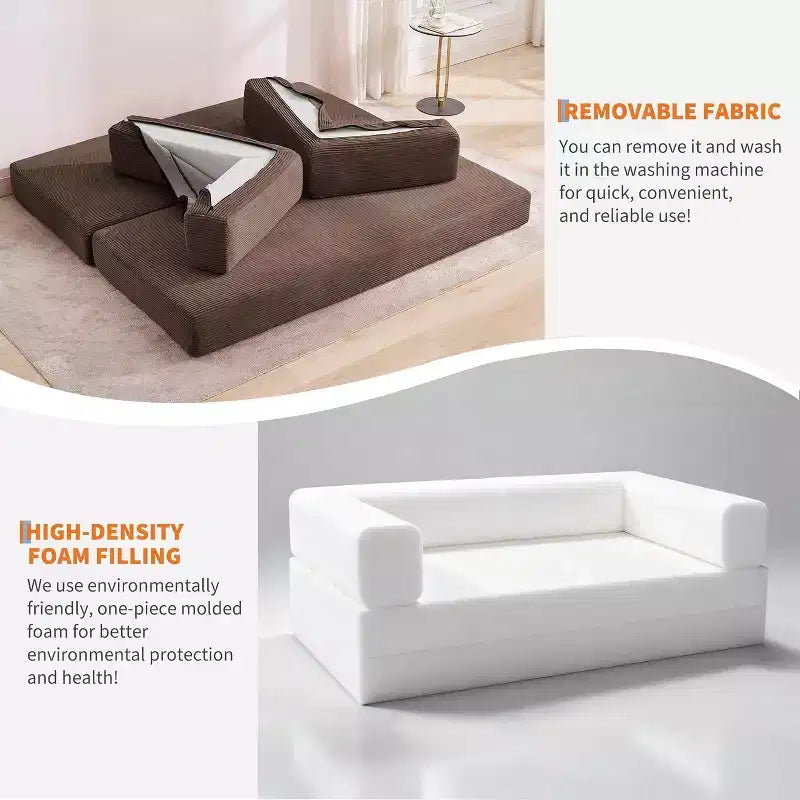 Divano Letto Chaise Lounge Convertibile Blu/Marrone/Grigio/Verde/Rosa, Pieghevole, Posti 1–2