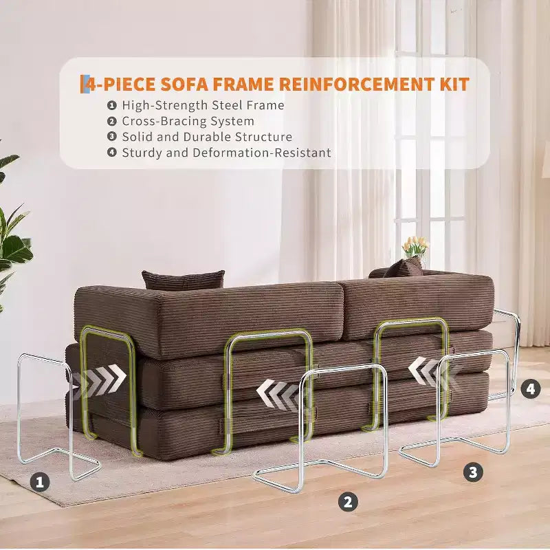 Divano Letto Chaise Lounge Convertibile Blu/Marrone/Grigio/Verde/Rosa, Pieghevole, Posti 1–2
