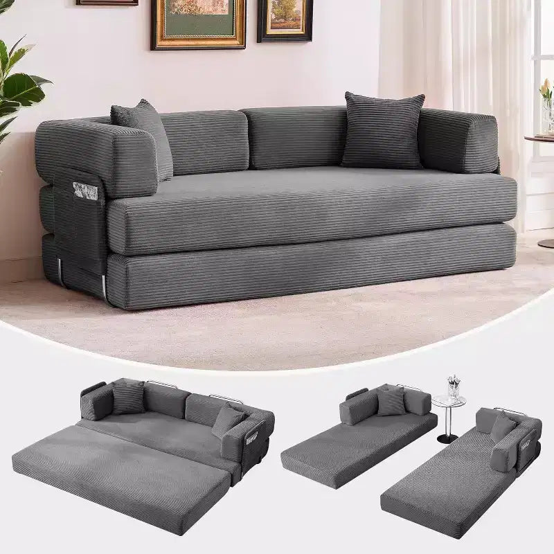 Divano Letto Chaise Lounge Convertibile Blu/Marrone/Grigio/Verde/Rosa, Pieghevole, Posti 1–2