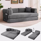 Divano letto chaise longue trasformabile blu/marrone/grigio/verde/rosa, pieghevole, per 1-2 persone