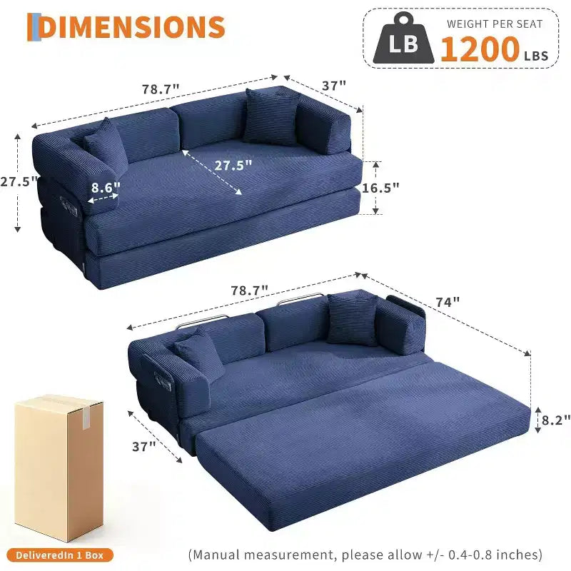 Divano Letto Chaise Lounge Convertibile Blu/Marrone/Grigio/Verde/Rosa, Pieghevole, Posti 1–2