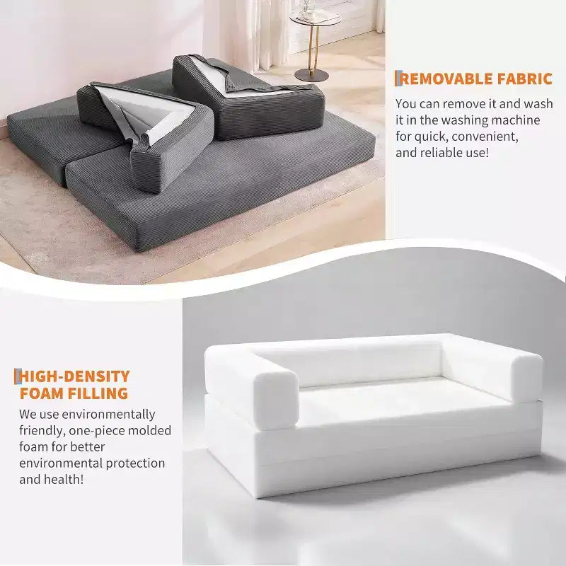 Divano Letto Chaise Lounge Convertibile Blu/Marrone/Grigio/Verde/Rosa, Pieghevole, Posti 1–2