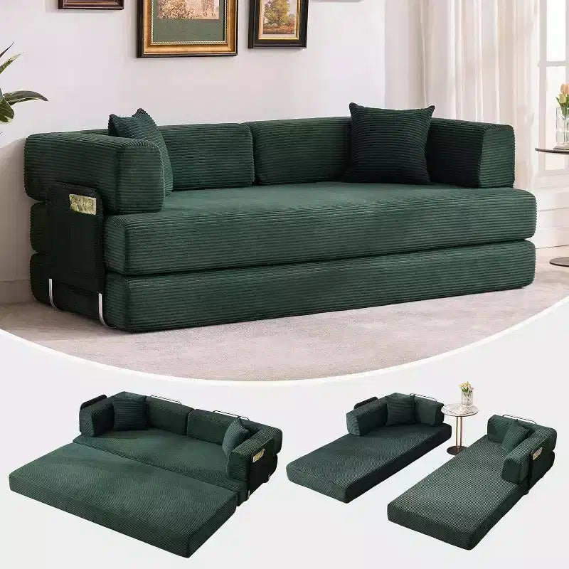 Divano Letto Chaise Lounge Convertibile Blu/Marrone/Grigio/Verde/Rosa, Pieghevole, Posti 1–2