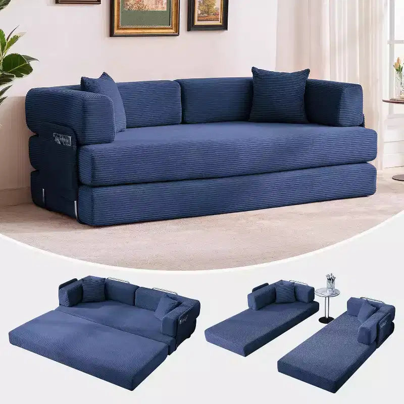 Divano Letto Chaise Lounge Convertibile Blu/Marrone/Grigio/Verde/Rosa, Pieghevole, Posti 1–2