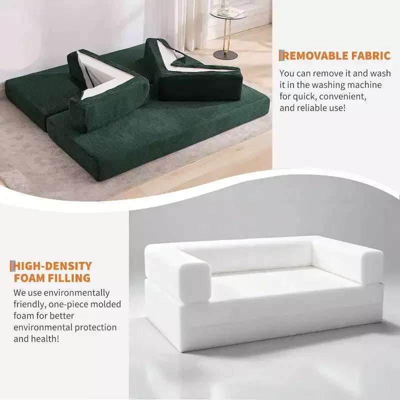 Divano Letto Chaise Lounge Convertibile Blu/Marrone/Grigio/Verde/Rosa, Pieghevole, Posti 1–2