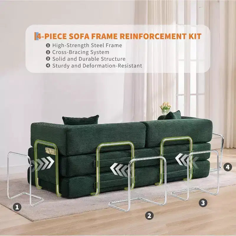 Divano Letto Chaise Lounge Convertibile Blu/Marrone/Grigio/Verde/Rosa, Pieghevole, Posti 1–2