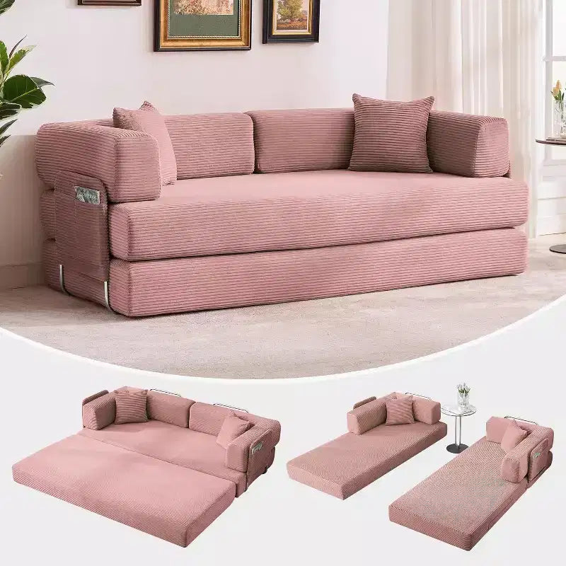 Divano Letto Chaise Lounge Convertibile Blu/Marrone/Grigio/Verde/Rosa, Pieghevole, Posti 1–2