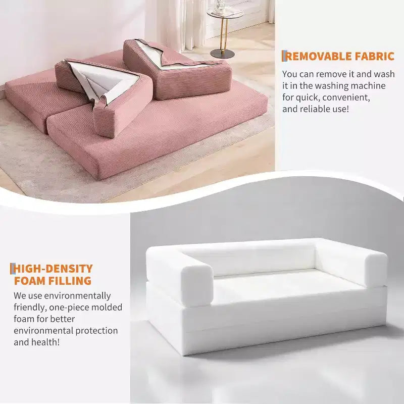 Divano Letto Chaise Lounge Convertibile Blu/Marrone/Grigio/Verde/Rosa, Pieghevole, Posti 1–2