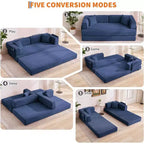 Divano letto chaise longue trasformabile blu/marrone/grigio/verde/rosa, pieghevole, per 1-2 persone
