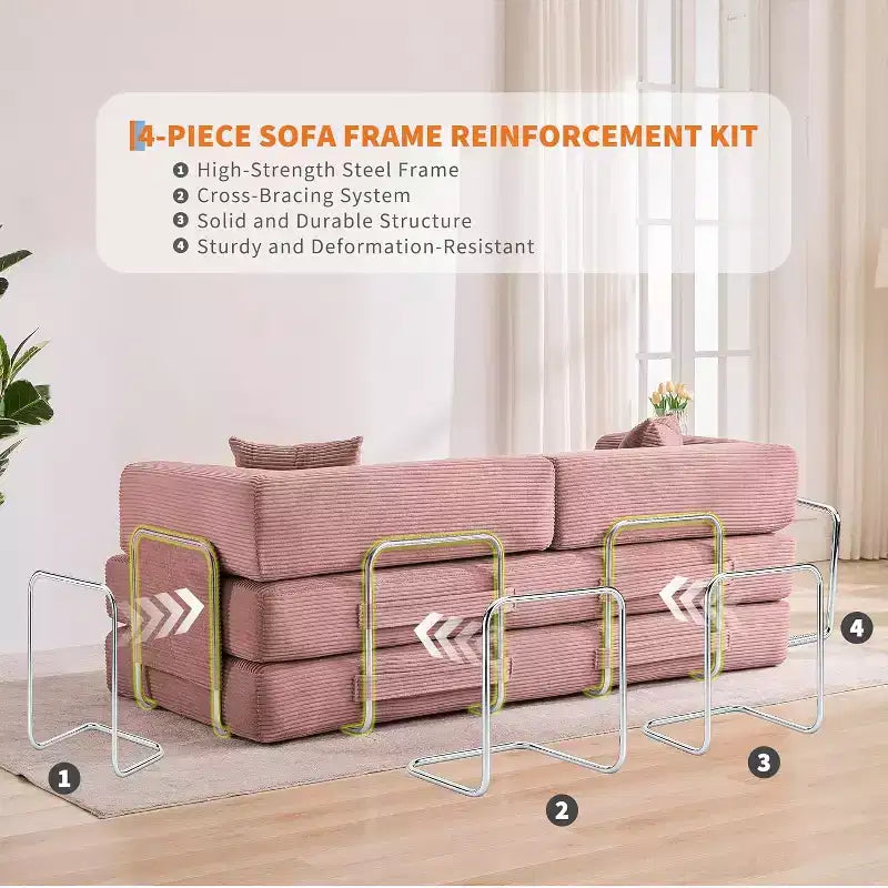 Divano Letto Chaise Lounge Convertibile Blu/Marrone/Grigio/Verde/Rosa, Pieghevole, Posti 1–2