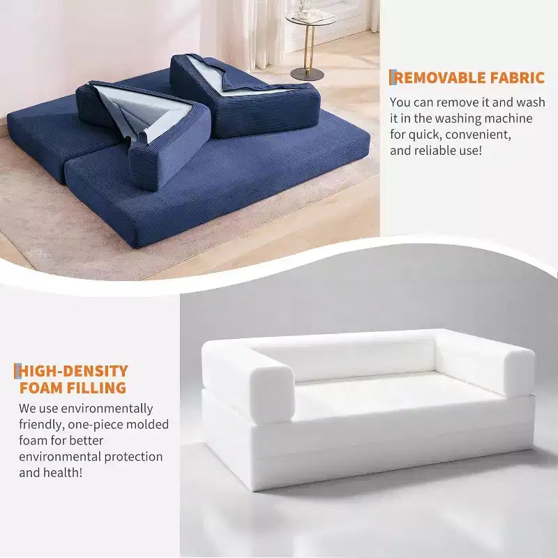 Divano Letto Chaise Lounge Convertibile Blu/Marrone/Grigio/Verde/Rosa, Pieghevole, Posti 1–2