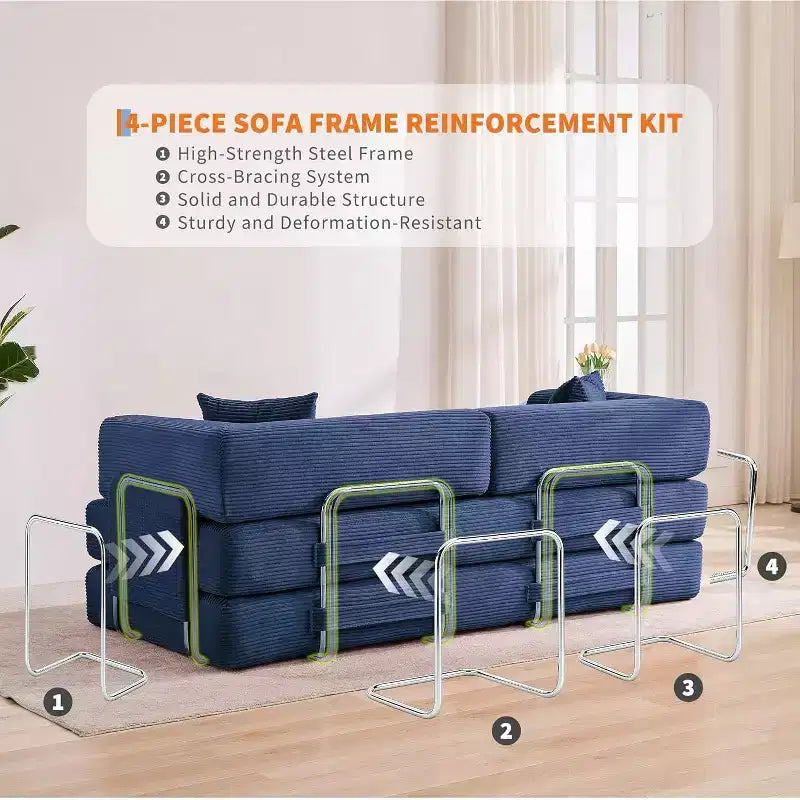 Divano Letto Chaise Lounge Convertibile Blu/Marrone/Grigio/Verde/Rosa, Pieghevole, Posti 1–2