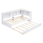White Twin Daybed with Trundle, Storage & USB Ports – Sleeps 2