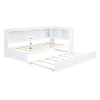 White Twin Daybed with Trundle, Storage & USB Ports – Sleeps 2