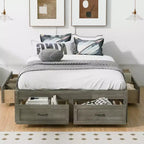 FAMYYT Full Size Wood Platform Bed With 6 Storage Drawers, Easy Assembly