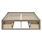 Letto a piattaforma matrimoniale in legno naturale con 6 cassetti contenitori, per 1 persona