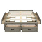 Letto a piattaforma matrimoniale in legno naturale con 6 cassetti contenitori, per 1 persona