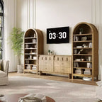 Natural Wood | Arched Bookcase | 7 Adjustable Shelves | 1-Person Assembly