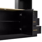 Black / Navy Blue / White Farmhouse 4-Piece Entertainment Center, 102.3" Wide, Fits up to 75" TV