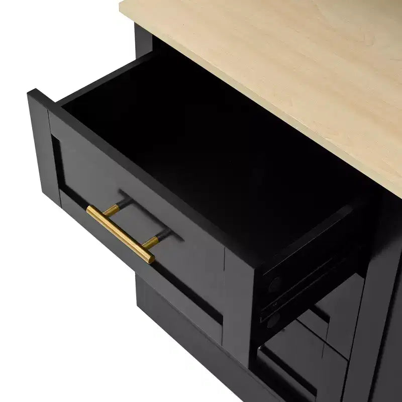 Mobile TV rustico a 4 pezzi, nero/blu notte/bianco, larghezza 260 cm, adatto per TV fino a 75"