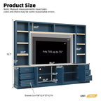 Black / Navy Blue / White Farmhouse 4-Piece Entertainment Center, 102.3" Wide, Fits up to 75" TV