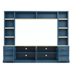 Black / Navy Blue / White Farmhouse 4-Piece Entertainment Center, 102.3" Wide, Fits up to 75" TV