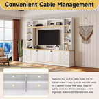 Black / Navy Blue / White Farmhouse 4-Piece Entertainment Center, 102.3" Wide, Fits up to 75" TV