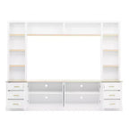 Black / Navy Blue / White Farmhouse 4-Piece Entertainment Center, 102.3" Wide, Fits up to 75" TV