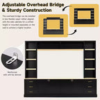 Black / Navy Blue / White Farmhouse 4-Piece Entertainment Center, 102.3" Wide, Fits up to 75" TV