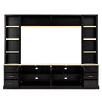 Black / Navy Blue / White Farmhouse 4-Piece Entertainment Center, 102.3" Wide, Fits up to 75" TV