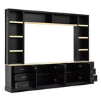 Black / Navy Blue / White Farmhouse 4-Piece Entertainment Center, 102.3" Wide, Fits up to 75" TV