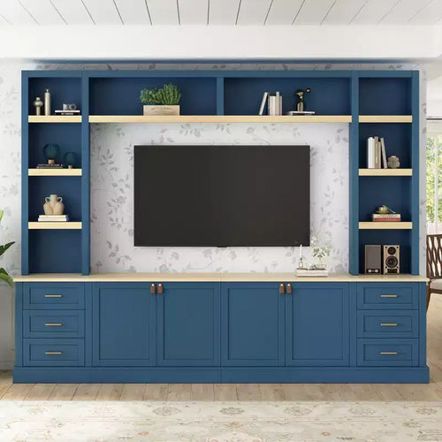 GDFStudio Lucas 102.3 Farmhouse 4-Piece Entertainment Center with Adjustable Shelves