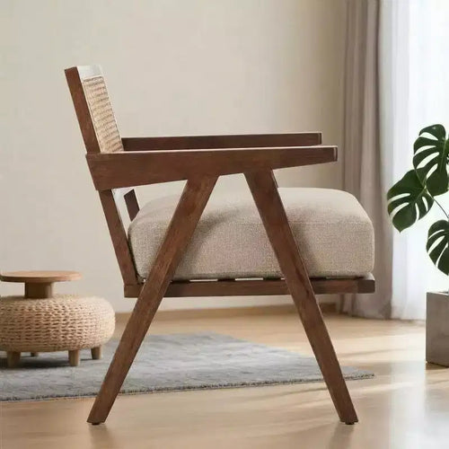 Sedia d'accento con schienale in rattan beige/nero/grigio, imbottita con braccioli, set da 2 pezzi