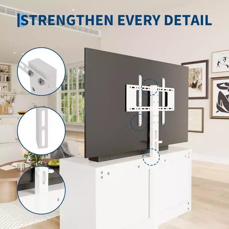Mobile porta TV, bianco/nero, 6 cassetti, supporto regolabile, per TV da 32 a 80"