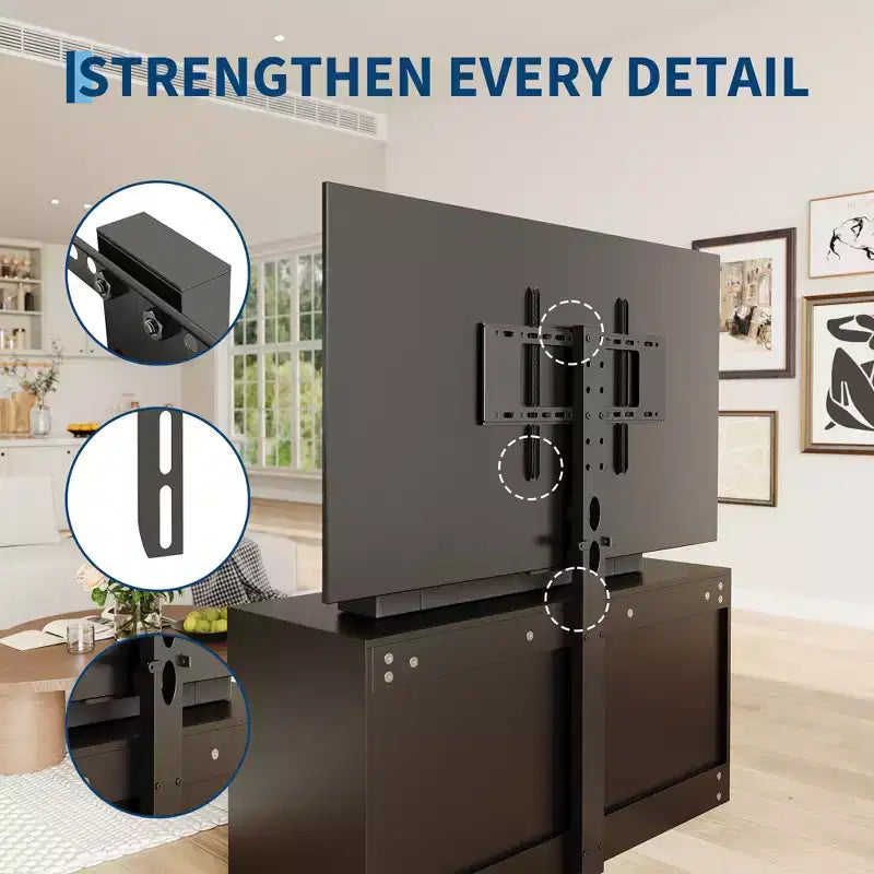 Mobile porta TV, bianco/nero, 6 cassetti, supporto regolabile, per TV da 32 a 80"
