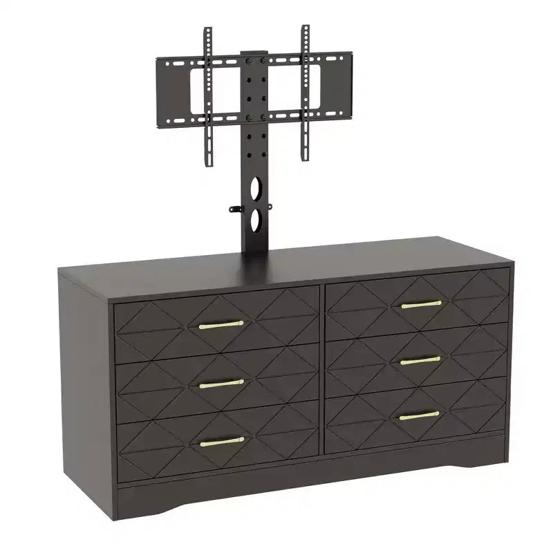 Mobile porta TV, bianco/nero, 6 cassetti, supporto regolabile, per TV da 32 a 80"