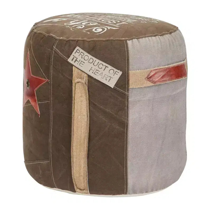 Pouf rotondo 1 posto motivo stella marrone