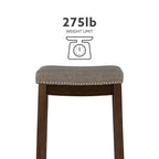 Gepolsterter Barhocker ohne Rückenlehne – Grau / Dunkelbraun / Natur / Buff-Beige / Beige-Walnuss, Sitzplatz für 1 Person