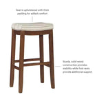 Gepolsterter Barhocker ohne Rückenlehne – Grau / Dunkelbraun / Natur / Buff-Beige / Beige-Walnuss, Sitzplatz für 1 Person