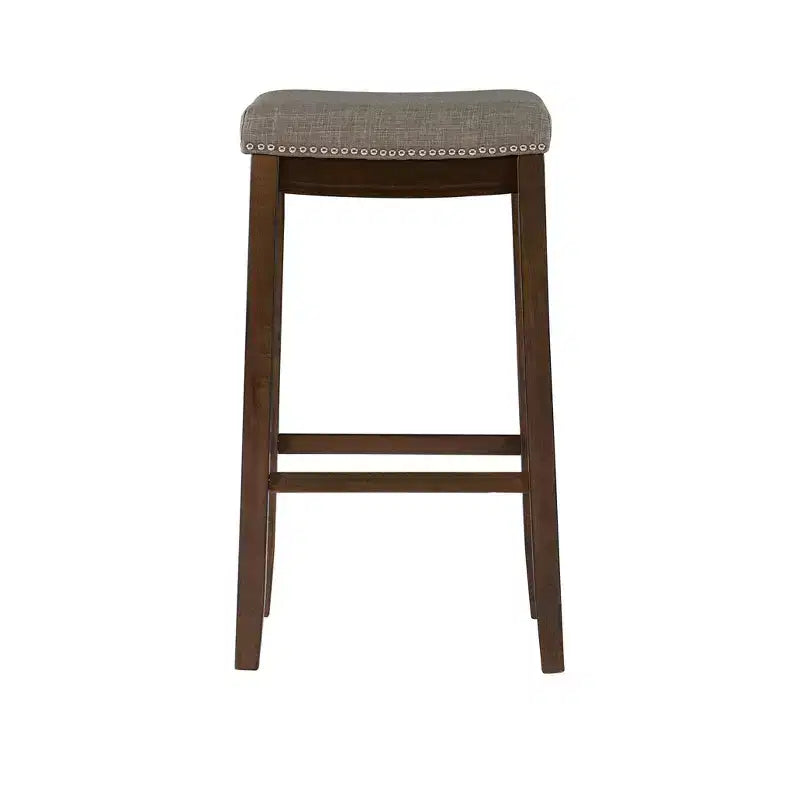 Sgabello da bar senza schienale imbottito – Grigio / Marrone scuro / Naturale / Beige camoscio / Noce beige, 1 posto