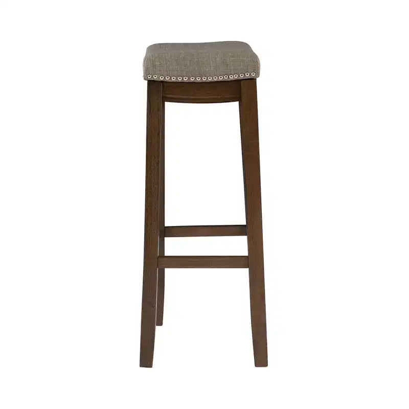 Sgabello da bar senza schienale imbottito – Grigio / Marrone scuro / Naturale / Beige camoscio / Noce beige, 1 posto
