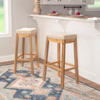 Gepolsterter Barhocker ohne Rückenlehne – Grau / Dunkelbraun / Natur / Buff-Beige / Beige-Walnuss, Sitzplatz für 1 Person