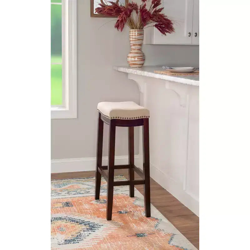 Sgabello da bar senza schienale imbottito – Grigio / Marrone scuro / Naturale / Beige camoscio / Noce beige, 1 posto