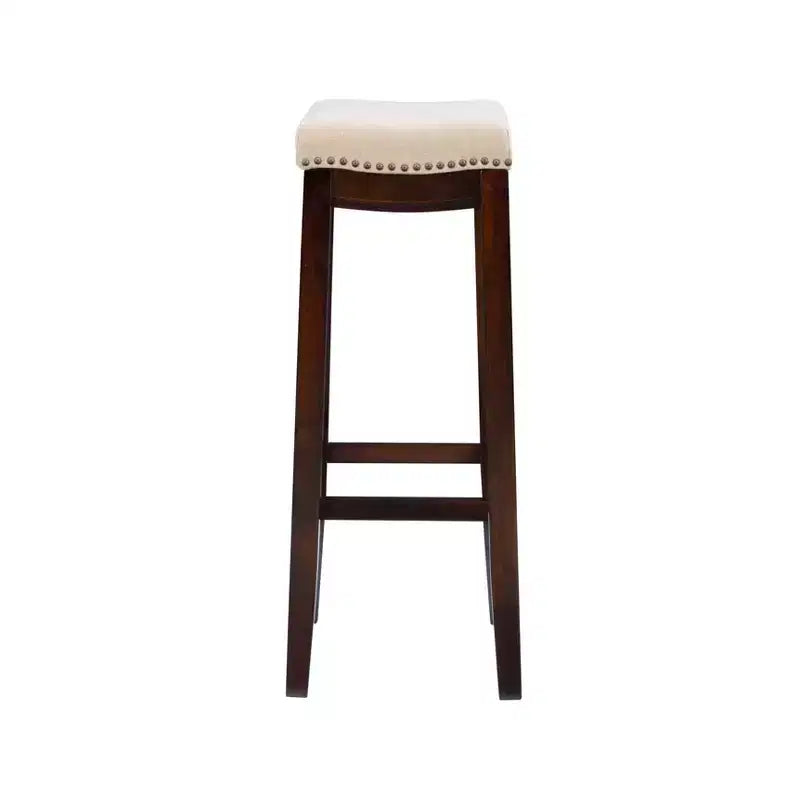 Sgabello da bar senza schienale imbottito – Grigio / Marrone scuro / Naturale / Beige camoscio / Noce beige, 1 posto