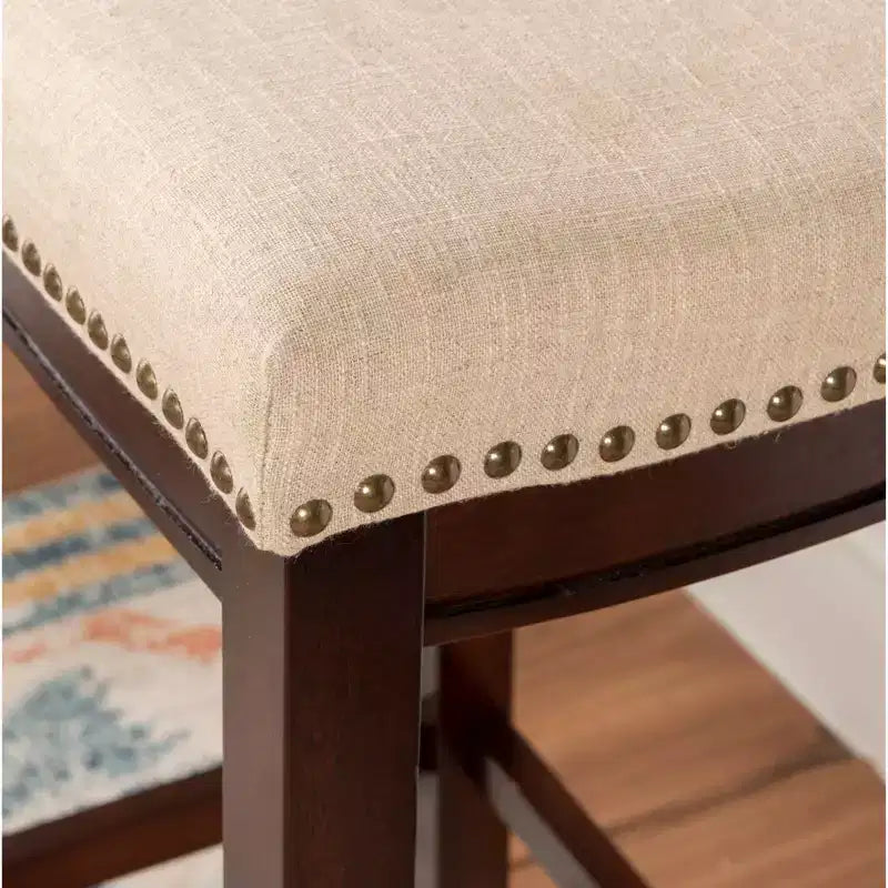 Sgabello da bar senza schienale imbottito – Grigio / Marrone scuro / Naturale / Beige camoscio / Noce beige, 1 posto