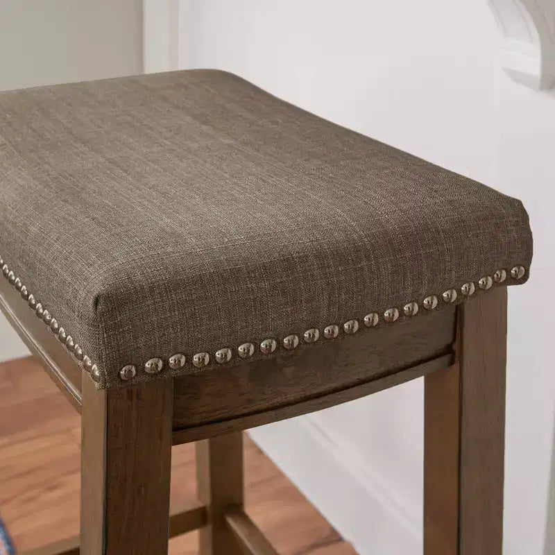 Sgabello da bar senza schienale imbottito – Grigio / Marrone scuro / Naturale / Beige camoscio / Noce beige, 1 posto