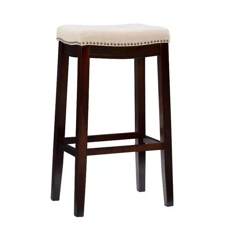 Sgabello da bar senza schienale imbottito – Grigio / Marrone scuro / Naturale / Beige camoscio / Noce beige, 1 posto