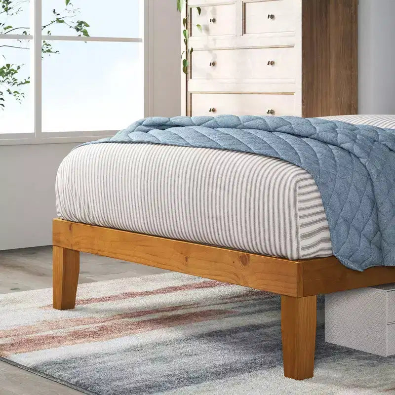 Struttura letto a piattaforma in legno naturale, senza testiera | Matrimoniale francese e Matrimoniale standard | 1 persona