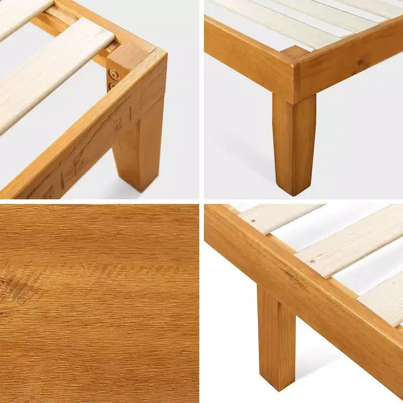 Struttura letto a piattaforma in legno naturale, senza testiera | Matrimoniale francese e Matrimoniale standard | 1 persona
